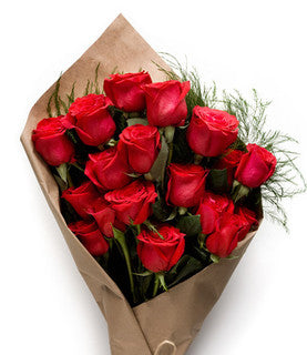 Paper bundled 18 Premium Red Roses "other colors available upon request"