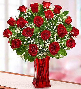 Premium Red Roses in Red Vase